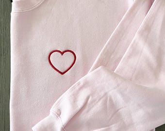 Embroidered Heart Crewneck Sweatshirt – Monogram Option