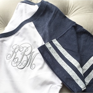 Monogrammed Ladies Game Day V-Neck Tee- Embroidered Personalized Tee- Monogrammed Tee