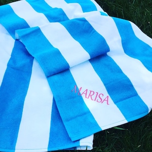 Personalized Stripe Beach Towel- Monogrammed Beach Towel