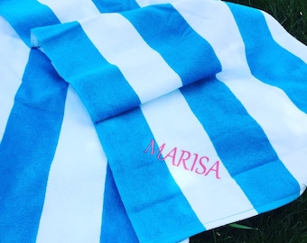 Personalized Stripe Beach Towel- Monogrammed Beach Towel