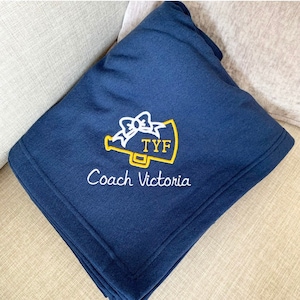Embroidered Cheer Blanket- Cheerleading Sweatshirt Blanket- Monogram Cheer Spirit Throw