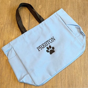 Embroidered Pet Tote- Pet Name Bag- Paw Print Dog Tote Bag