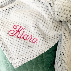 Monogrammed Plush Blanket- Embroidered Textured Throw- Personalized Plush Blanket image 2