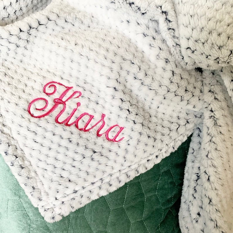 Monogrammed Plush Blanket Embroidered Textured Throw Etsy