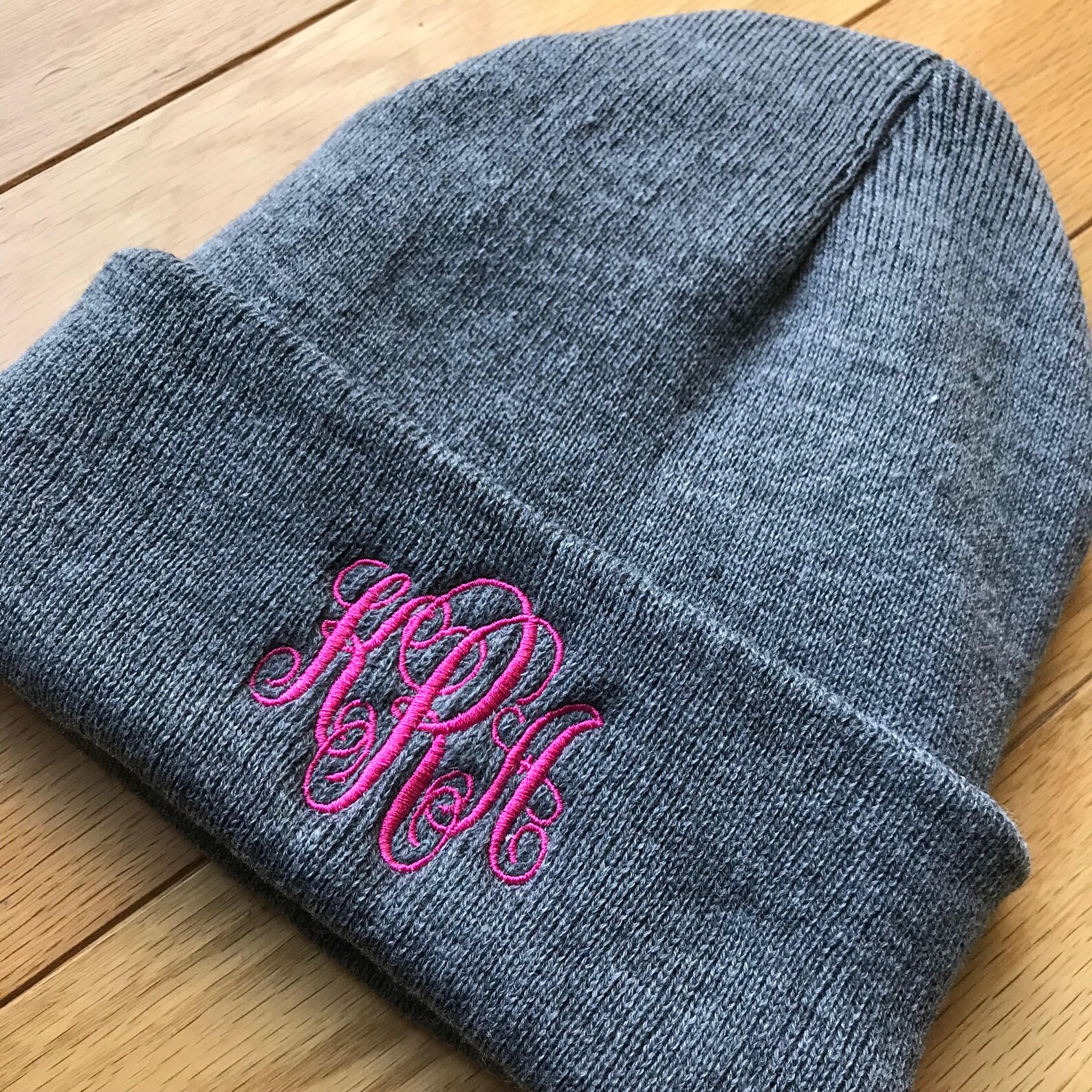 Embroidered Monogram Beanie - Personalized Knit Winter Hat - Etsy