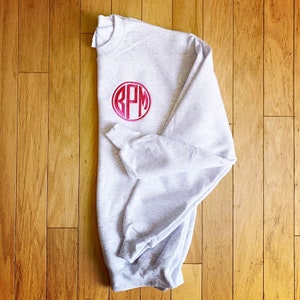 Monogrammed Youth Sweatshirt Personalized Girls Crewneck Youth Pullover Embroidered Sweatshirt image 4