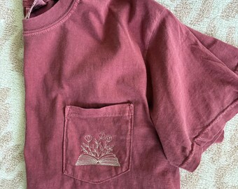 Floral Monogram Pocket Tee: Comfort Colors Ring Spun Cotton