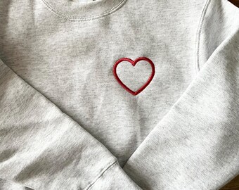 Heart Embroidered Youth Crewneck Sweatshirt - Valentine's Day