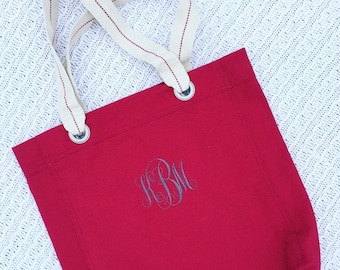 Embroidered Monogrammed Canvas Tote – Personalized Shopping Bag