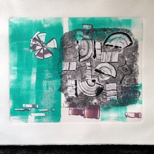 Original Oil Monotype Print 'Sunday Afternoon'