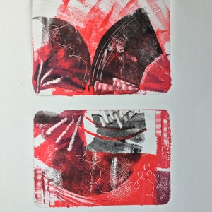 Original Oil Monotype Print 'Playful Passion'