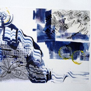 Original Oil Monotype Print &#39;Island Shore&#39;