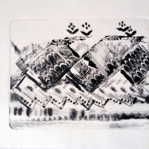 Original Oil Monotype Print 'BC Mountains'
