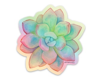 Holographic Pastel Succulent 3" Waterproof Vinyl Sticker for Water Bottles, Laptops, Phones & More **FREE USA SHIPPING**