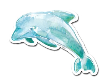 Watercolor Dolphin 3" Waterproof Vinyl Sticker for Water Bottles, Laptops, Phones & More **FREE USA SHIPPING**