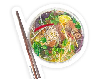 Vietnamese Pho Noodle Soup Bowl 3" Waterproof Vinyl Sticker for Water Bottles, Laptops, Phones & More **FREE USA SHIPPING**
