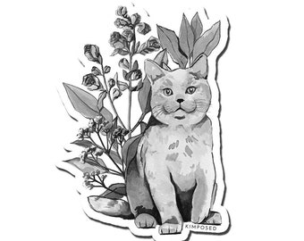 Watercolor Black Cat 3" Waterproof Vinyl Sticker for Water Bottles, Laptops, Phones & More **FREE USA SHIPPING**