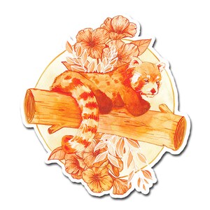 Orange Red Panda 3" Autocollant en vinyle imperméable pour bouteilles d'eau, ordinateurs portables, téléphones et plus ** LIVRAISON GRATUITE ÉTATS-UNIS **