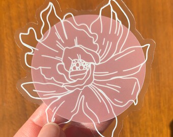 Blush Anemone Flower 3" Clear Background Vinyl Sticker for Water Bottles, Laptops, Phone Cases, & More **FREE USA SHIPPING**