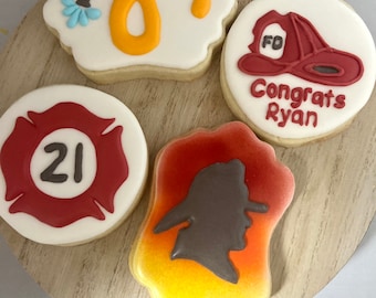 Firefighter Theme Cookies: Handmade Decorated Cookies