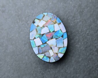 CAB2B3 5 Oval 18mm Cabochons Mosaic Printed half domed glass