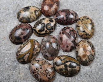 Leopardskin Rhyolite cabochons | Buy Leopardskin 'Jasper' cabochons for jewellery making | UK Shop | Buy Gemstone cabochons online UK