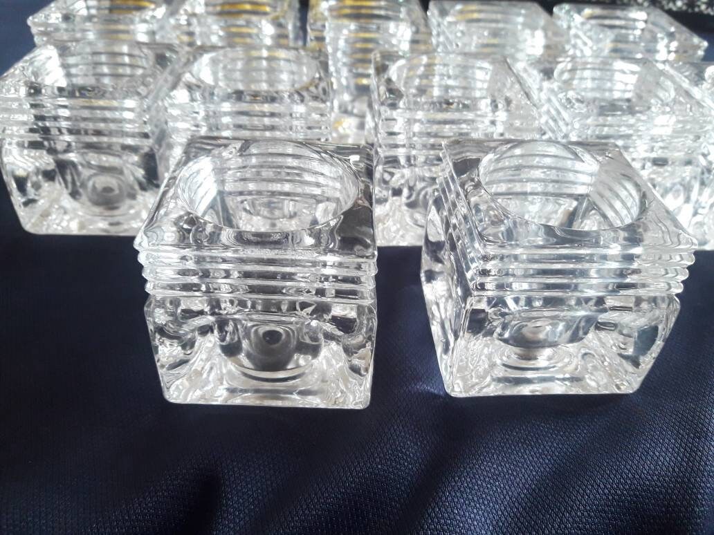 Vintage Lot of 12 double demo glass candle holder Vintage Lot of 12 double demo glass candle holder