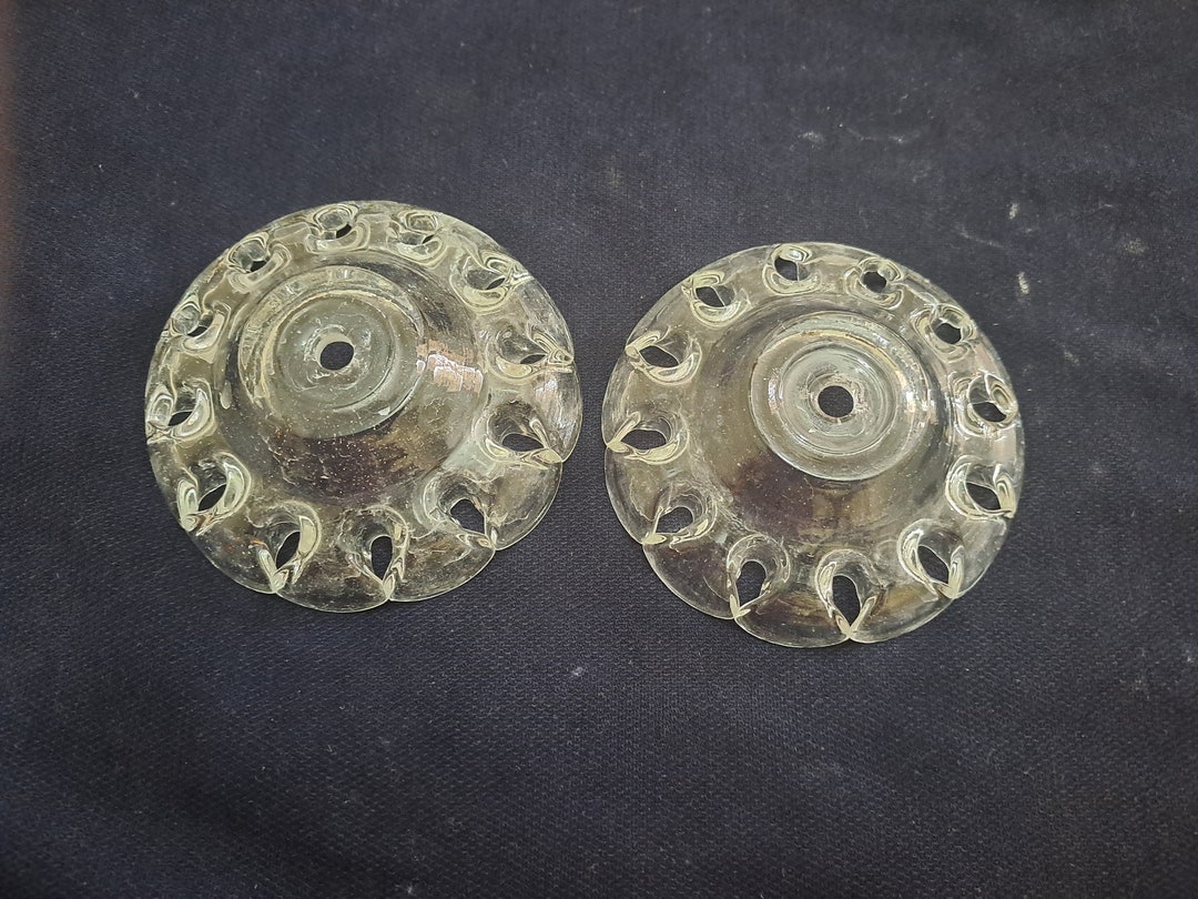 Old Stock Bobeche Clear Flower Glass for Chandeliers and Lamp Parts 24