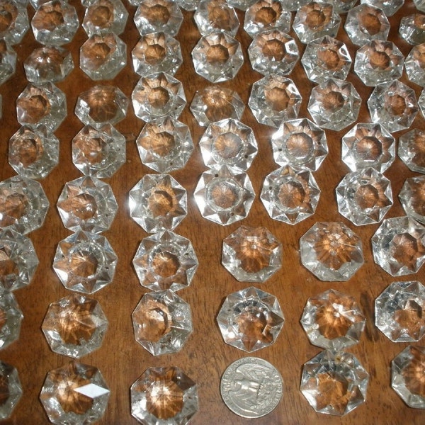 lot of 100 Vintage Czech Octagon Crystal glass for chandelier parts prisms 28mm