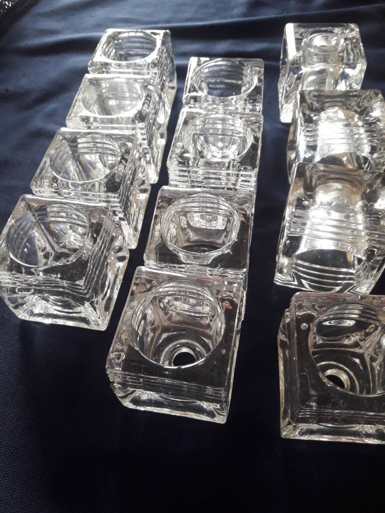 Vintage Lot of 12 double demo glass candle holder Vintage Lot of 12 double demo glass candle holder
