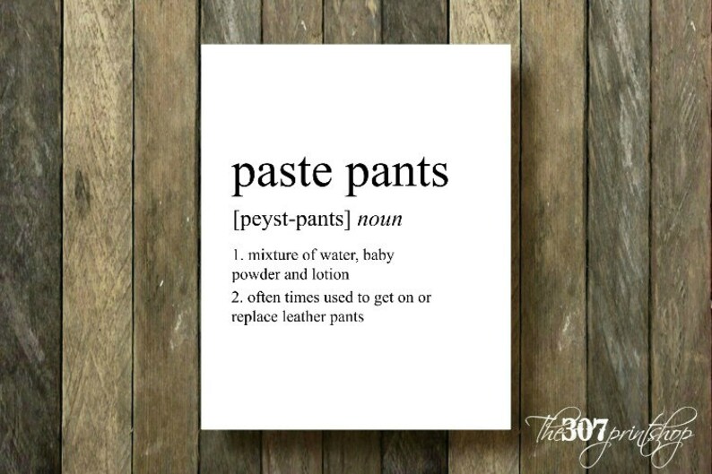 Paste Pants Friends Definition Dictionary Print TV Show Etsy