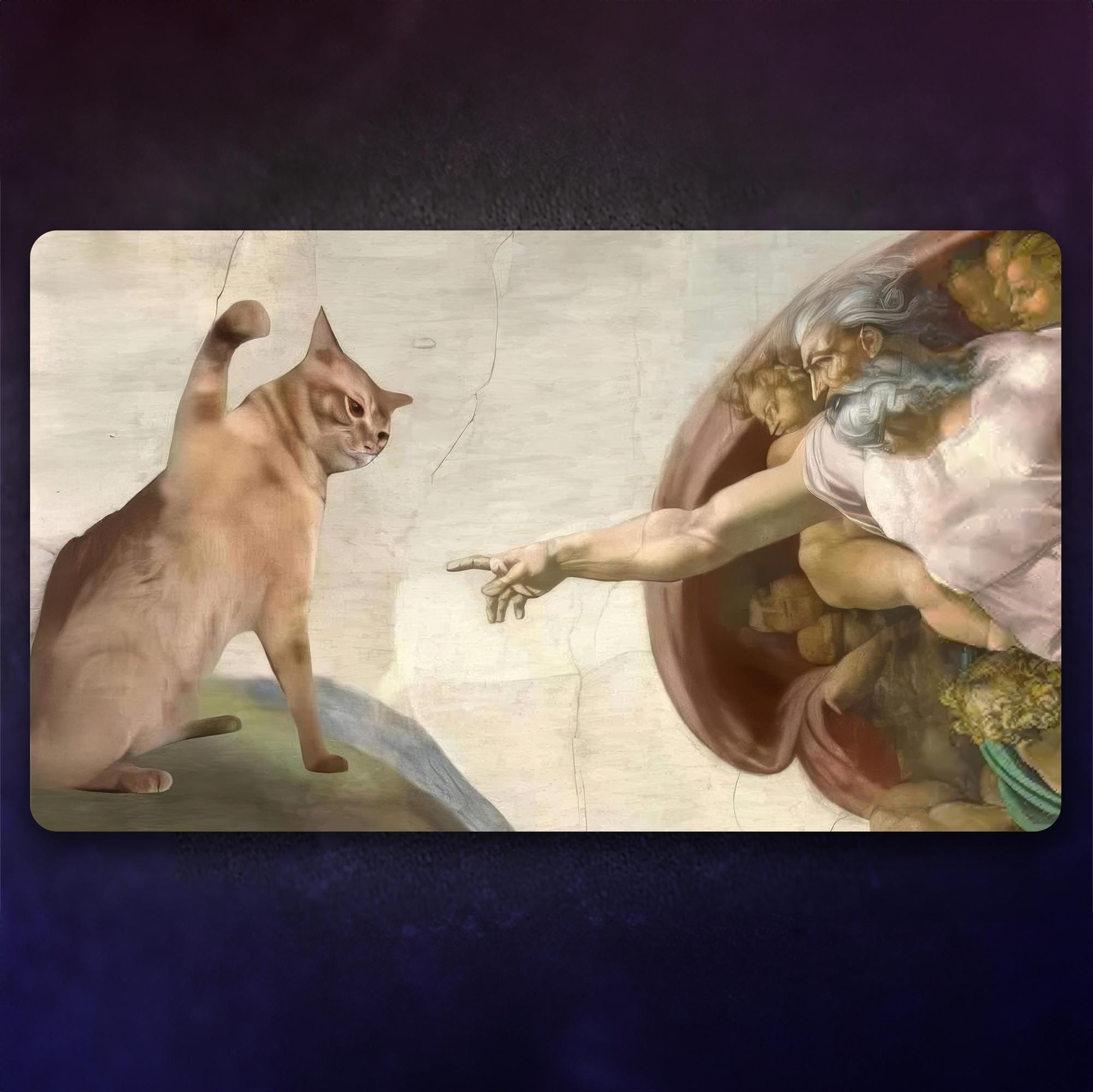 Funny MTG Playmat: Cat Slap | Stitched Edges Extra Thick 24×14 In