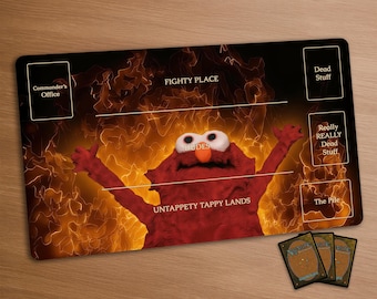 Elm0 On Fire! | Funny Magic the Gathering-speelmat | Gestikte randen Extra dik: 24 x 14 inch