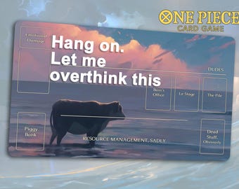 Funny One Piece TCG Playmat: Overthinking this | Stitched Edges, Extra Thick (Durable) | 24×14 in