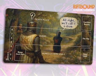 Tapete de juego divertido de Riftbound: El Caballero Negro / Bordes cosidos, extra grueso (duradero) / 61 x 35 cm