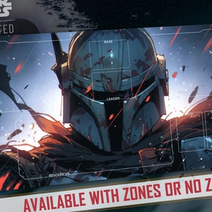 Tapis de jeu TCG Star Wars : Unlimited Compatible - The Mandalorian - 24 x 14 po. (600 x 350 mm, 3 mm) - Tapis de souris pour jeu de cartes à collectionner, joueur