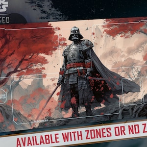 Tapis de jeu JCC Star Wars : Unlimited Compatible - Samurai Vader - 24 x 14 po. (600 x 350 mm, 3 mm) - Tapis de souris pour jeux de cartes à collectionner, tapis de joueur