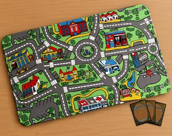 MTG Playmat - Old School Childhood City | Stitched Edges Extra Thick 24×14 in