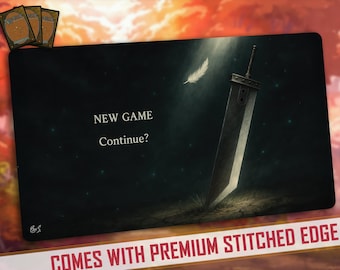 Tapete de juego de Final Fantasy pintado a mano: MTG TCG / Bordes cosidos extra gruesos 24×14