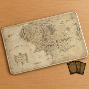 MTG Playmat - LotR Map of Middle Earth | Stitched Edges Extra Thick 24×14 in