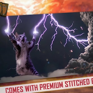 Cat Lightning - Tapis de jeu MTG inspiré de Foundations 24 x 14 po. (600 x 350 mm) - Tapis de joueur de cartes à collectionner - Tapis de jeu pour tapis de souris TCG