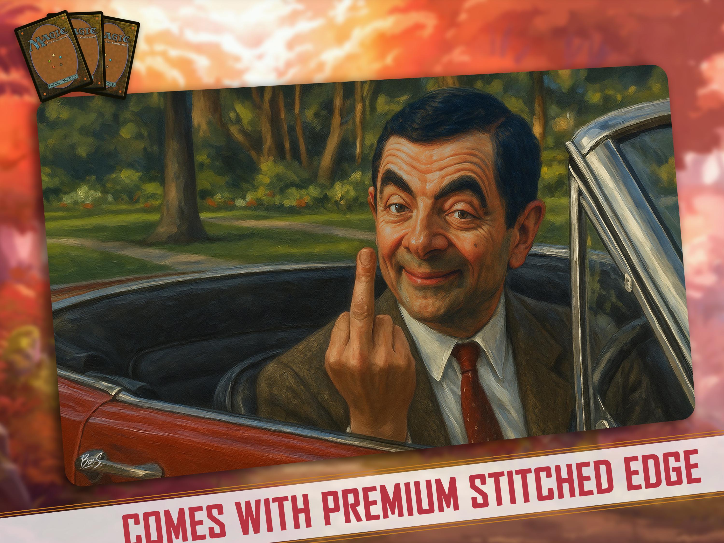 おもしろいMTGプレイマット：ビーン｜ステッチエッジ付き極厚24×14