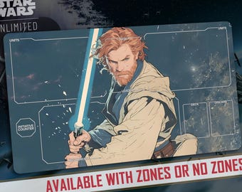 Playmat TCG Star Wars: Unlimited Compatible - Kenobi, Alter Version - 24&quot; x 14&quot; inches (600 x 350 mm) - Trading Card Mouse Desk Pad