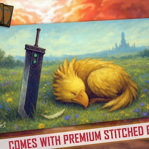 Chocobo no Prado (Design Pintado à Mão) | Tapete de Jogo Magic the Gathering, MTG TCG, Tapete de Mesa, Mousepad - 600 x 350 mm