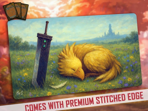 Chocobo Meadow MTG Playmat: Hand Painted TCG | Stitched Edges