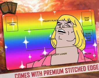 HEYYEYAAEYAAAEYAEYAA | Parody Inspired by Magic the Gathering Playmat, Flesh and Blood, FaB, MTG, TCG - 24&quot; x 14&quot; inches (600 x 350 mm)