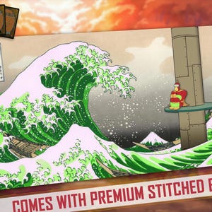 La grande vague (acide) | Parodie inspirée du tapis de jeu Magic the Gathering, chair et sang, FaB, MTG, TCG - 600 x 350 mm (24 x 14 po.)