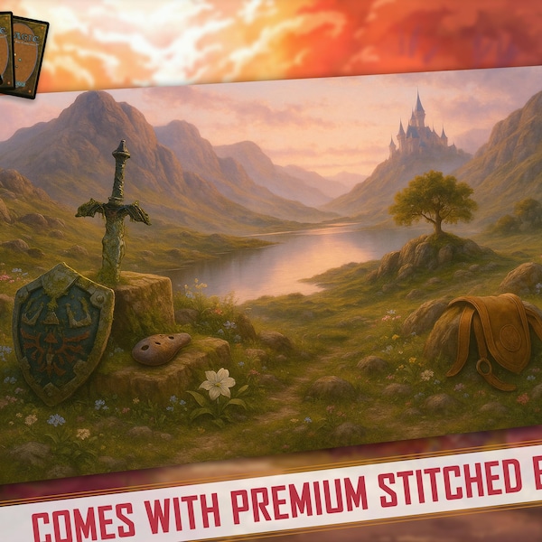 Magic the Gathering Playmat: Timeless Guardian |  Stitched Edges Extra Thick 24×14 in MTG