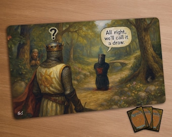 Funny MTG Playmat - Monty Python Black Knight | Stitched Edges Extra Thick 24×14 in