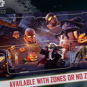 Tapis de jeu JCC Star Wars : Compatible Illimité - C'est Halloween ! - 24 x 14 po. (600 x 350 mm) - jeu de cartes à collectionner, tapis de bureau, tapis de souris
